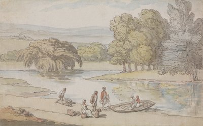 Figures by a Ferry by Thomas Rowlandson